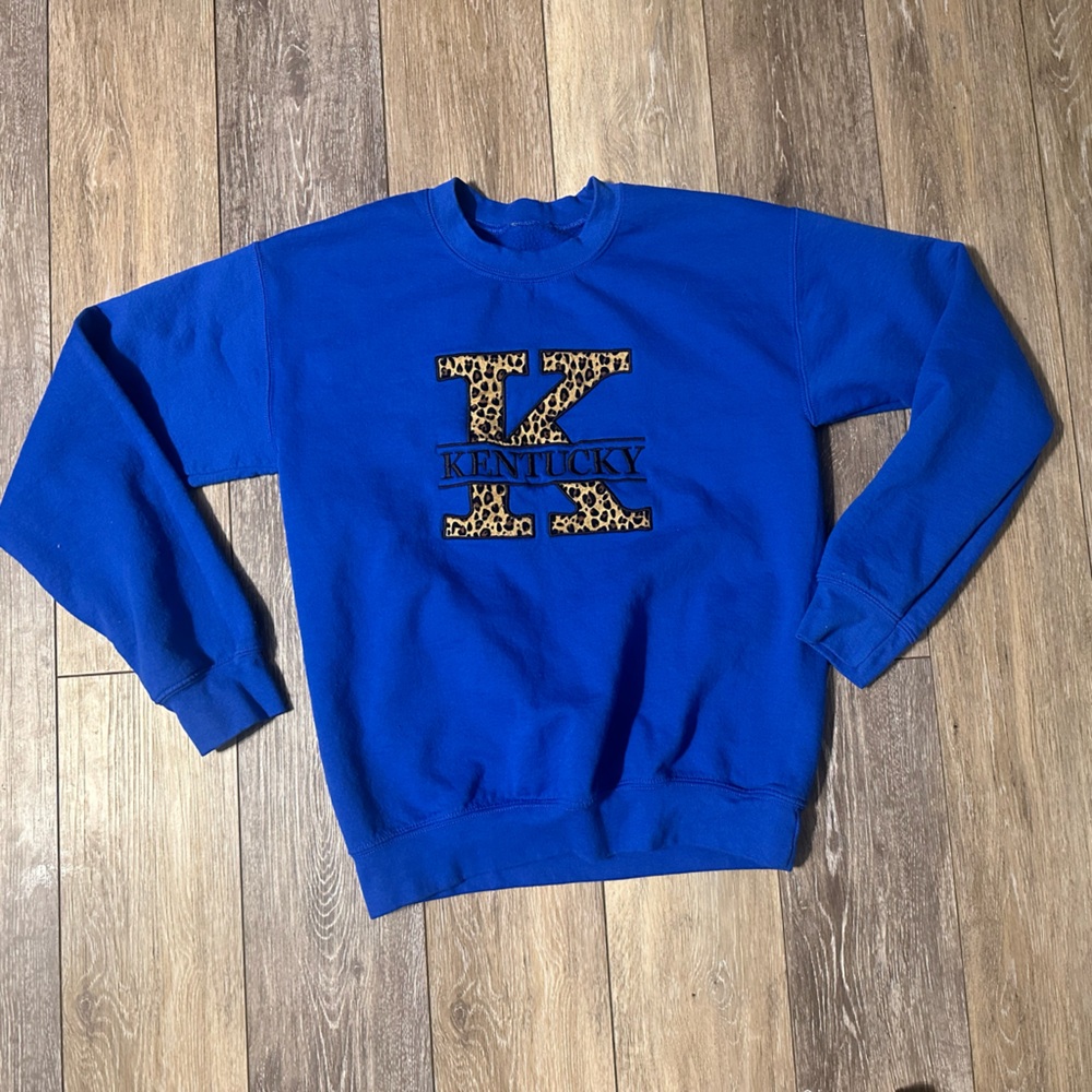 Kentucky Crewneck Sweater with Leopard K - Blue